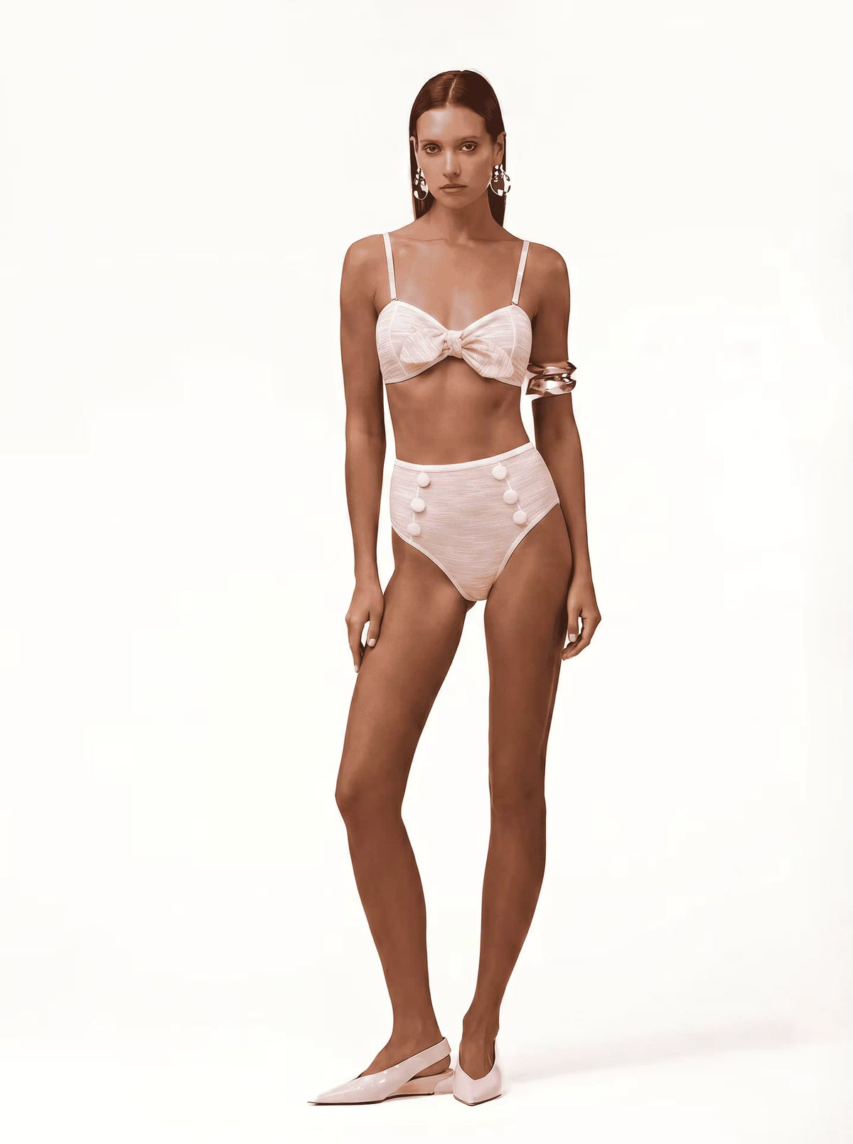 Maillot de Bain Vintage Push Up Pois Rose