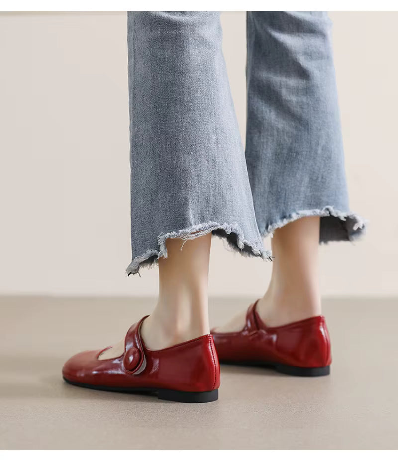 Chaussures Plates Vintage Rouge