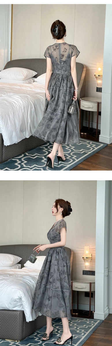 Années 40 Robe de Bal Gris - Louise Vintage