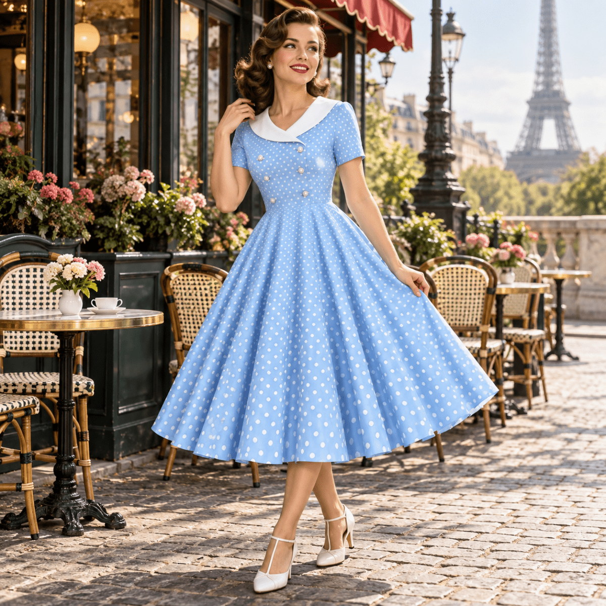 Années 50 Robe Pois - Louise Vintage