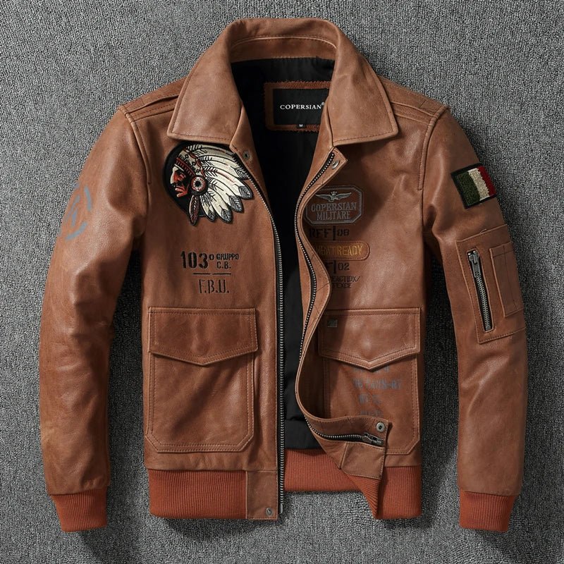 Aviateur Blouson Cuir - Louise Vintage