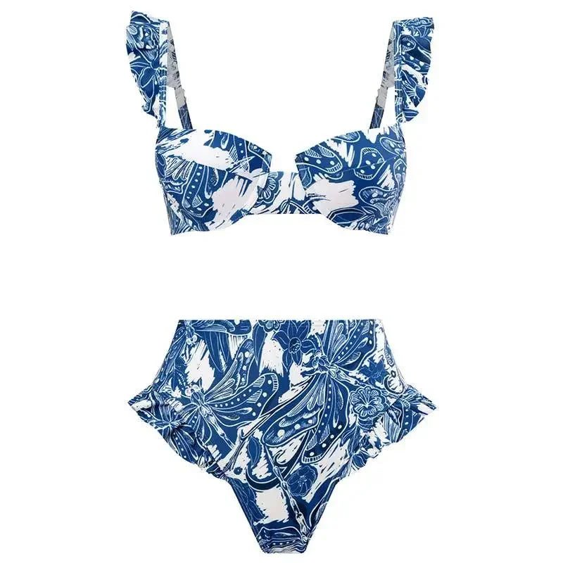 Bikini Taille Haute Vintage Marine - Louise Vintage