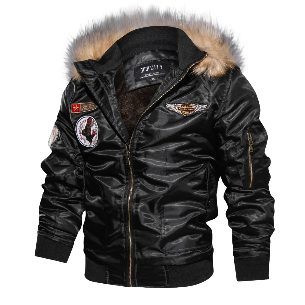 Blouson Aviateur Col Fourrure Homme - Louise Vintage