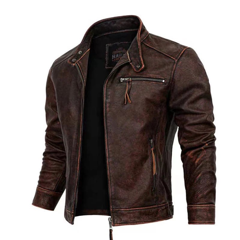 Blouson Aviateur Cuir Homme Marron - Louise Vintage