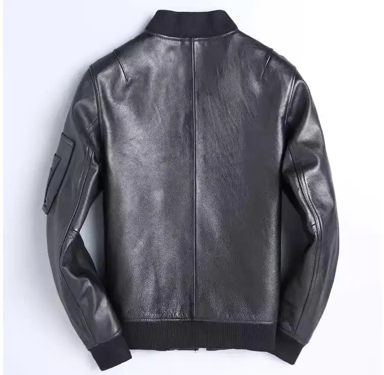 Blouson Aviateur Cuir Noir Homme - Louise Vintage
