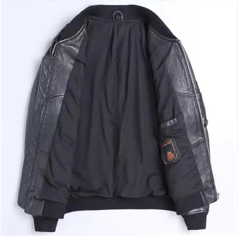 Blouson Aviateur Cuir Noir Homme - Louise Vintage