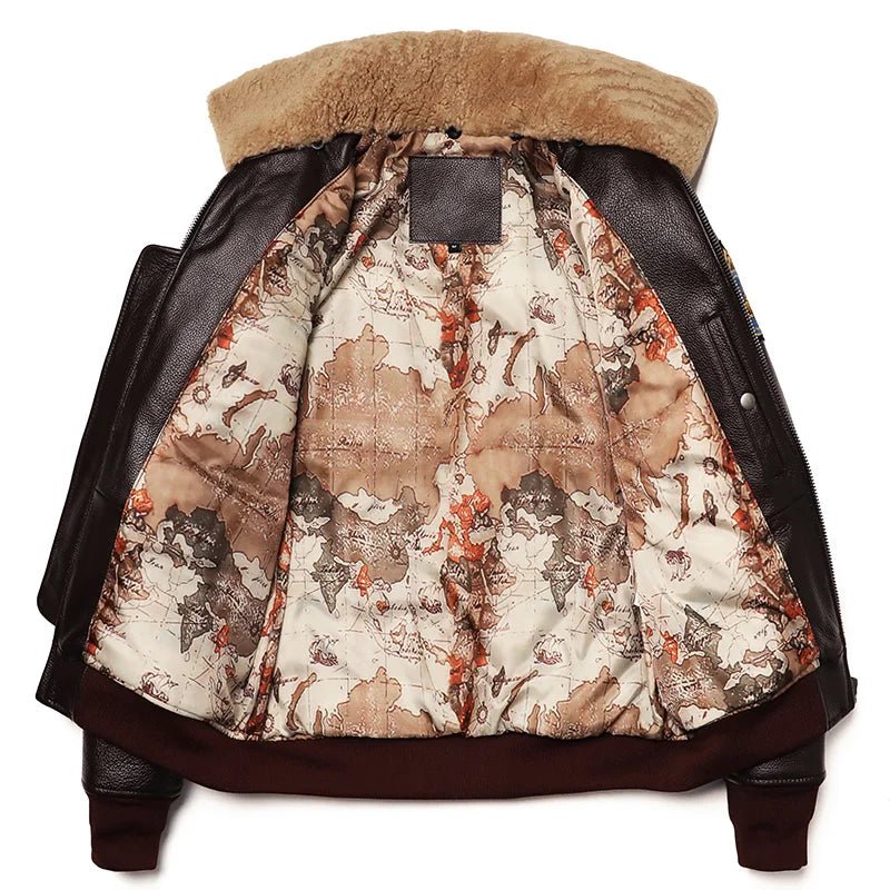 Blouson Aviateur Homme Cuir Marron - Louise Vintage