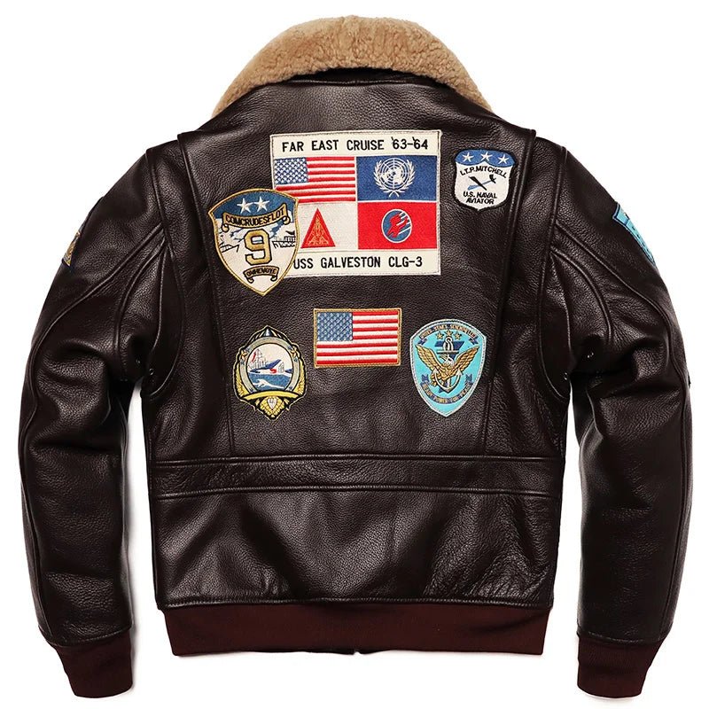 Blouson Aviateur Homme Cuir Marron - Louise Vintage