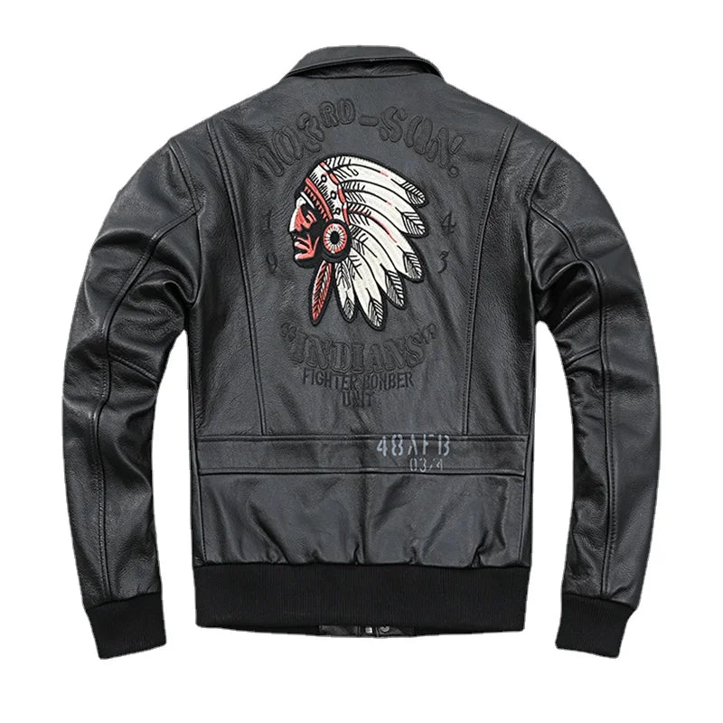 Blouson Cuir Aviateur Noir - Louise Vintage