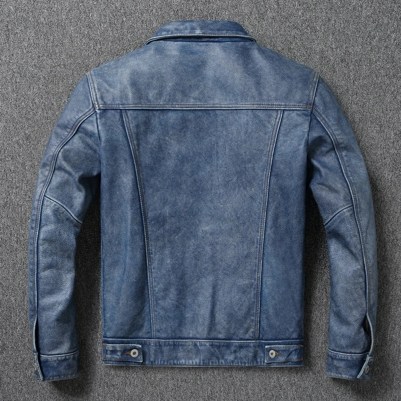 Blouson en Cuir Aviateur Blue Jeans - Louise Vintage