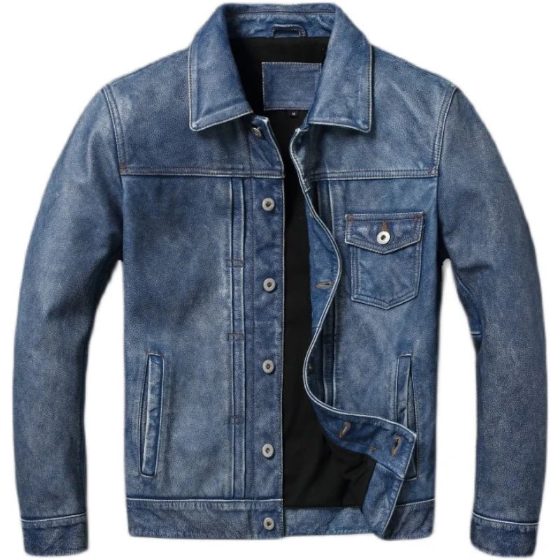Blouson en Cuir Aviateur Blue Jeans - Louise Vintage