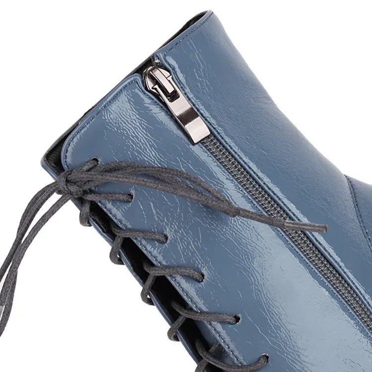 Bottines à Lacets Femme Rétro Bleu - Louise Vintage