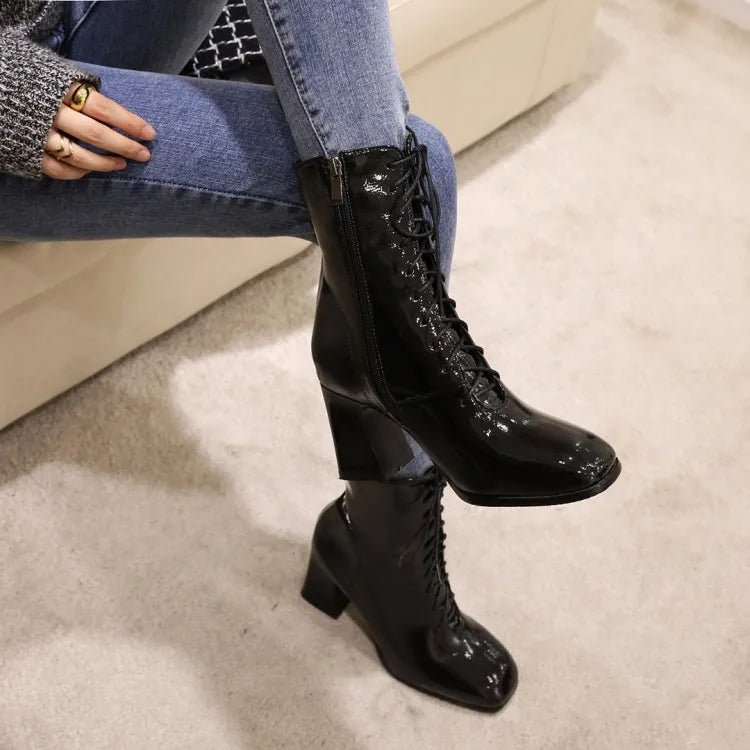 Bottines à Lacets Femme Rétro Noires - Louise Vintage