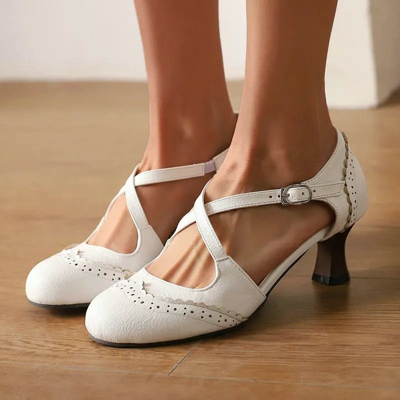 Chaussures Années 60 Femme Beige - Louise Vintage