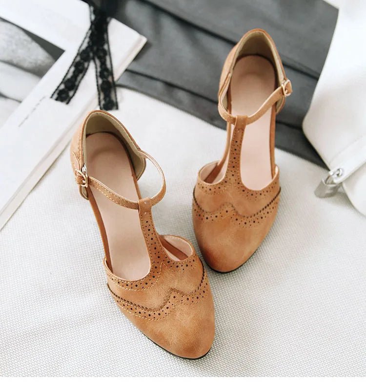 Chaussures Rétro Mary Jane Café - Louise Vintage