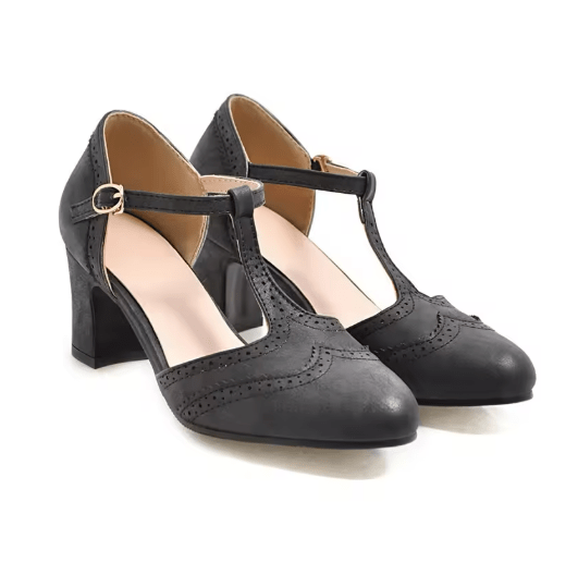 Chaussures Rétro Mary Jane Noir - Louise Vintage