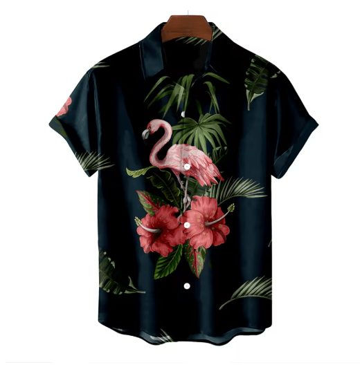 Chemise Vintage Rockabilly Noire Flamants - Louise Vintage
