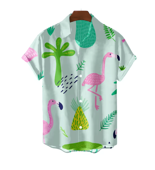 Chemise Vintage Rockabilly Verte Flamants - Louise Vintage