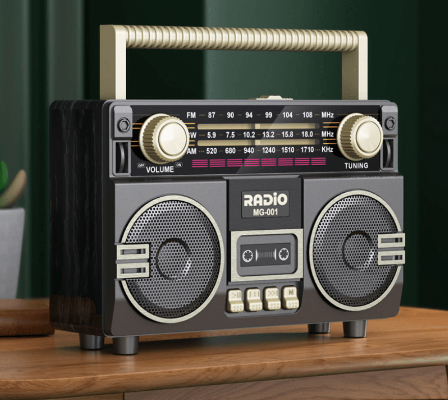 Enceinte Vintage mini Radio K7 Noir - Louise Vintage