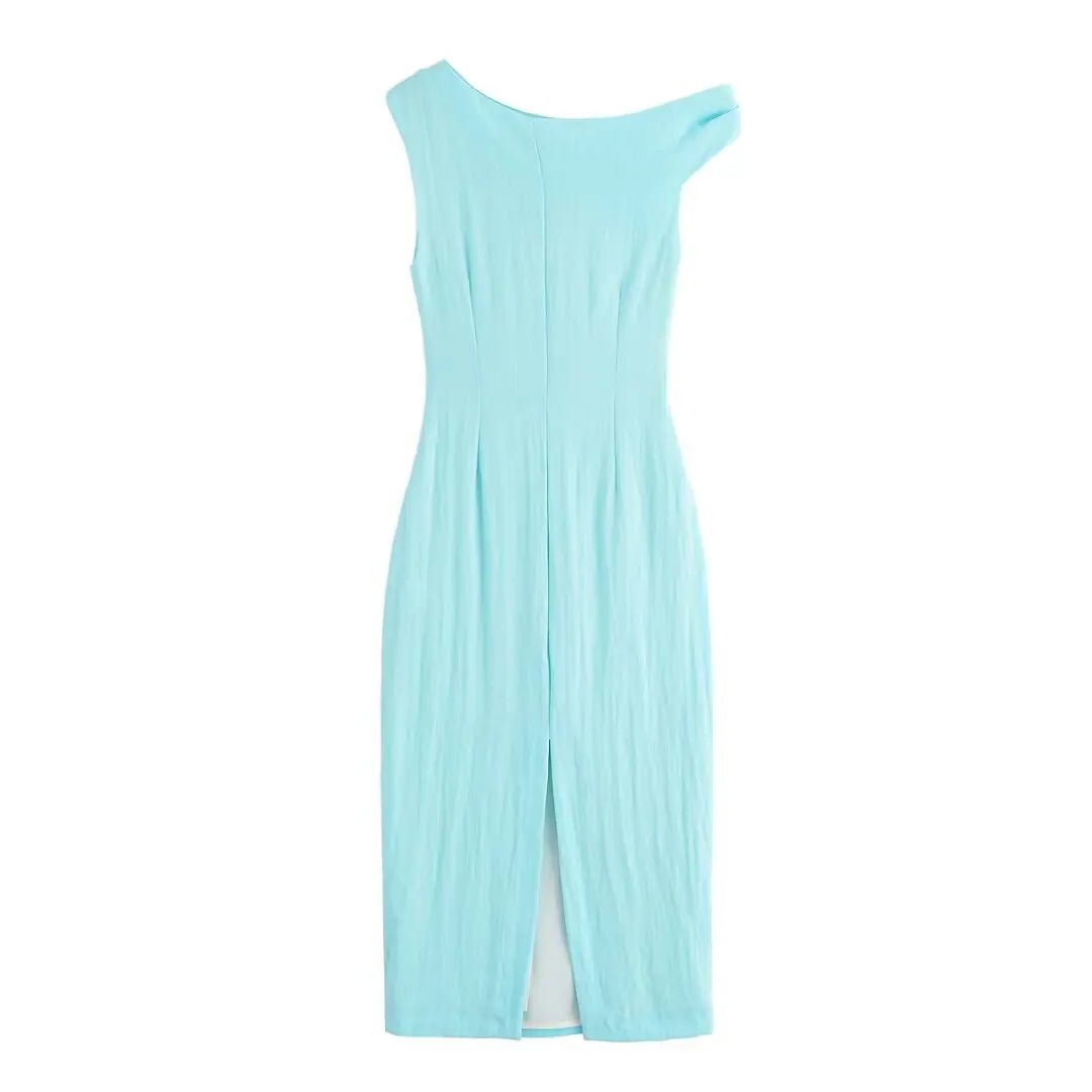 Femme Robe Année 70 Vintage Turquoise - Louise Vintage