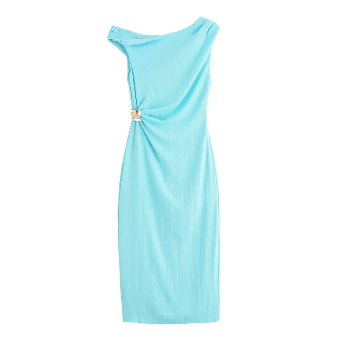 Femme Robe Année 70 Vintage Turquoise - Louise Vintage