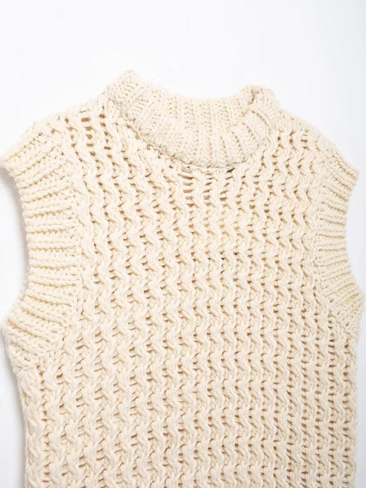 Gros Pull Sans Manche Vintage Beige - Louise Vintage