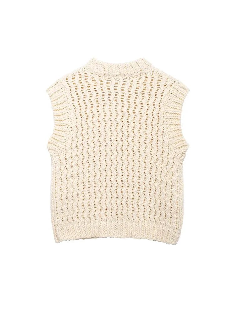 Gros Pull Sans Manche Vintage Beige - Louise Vintage