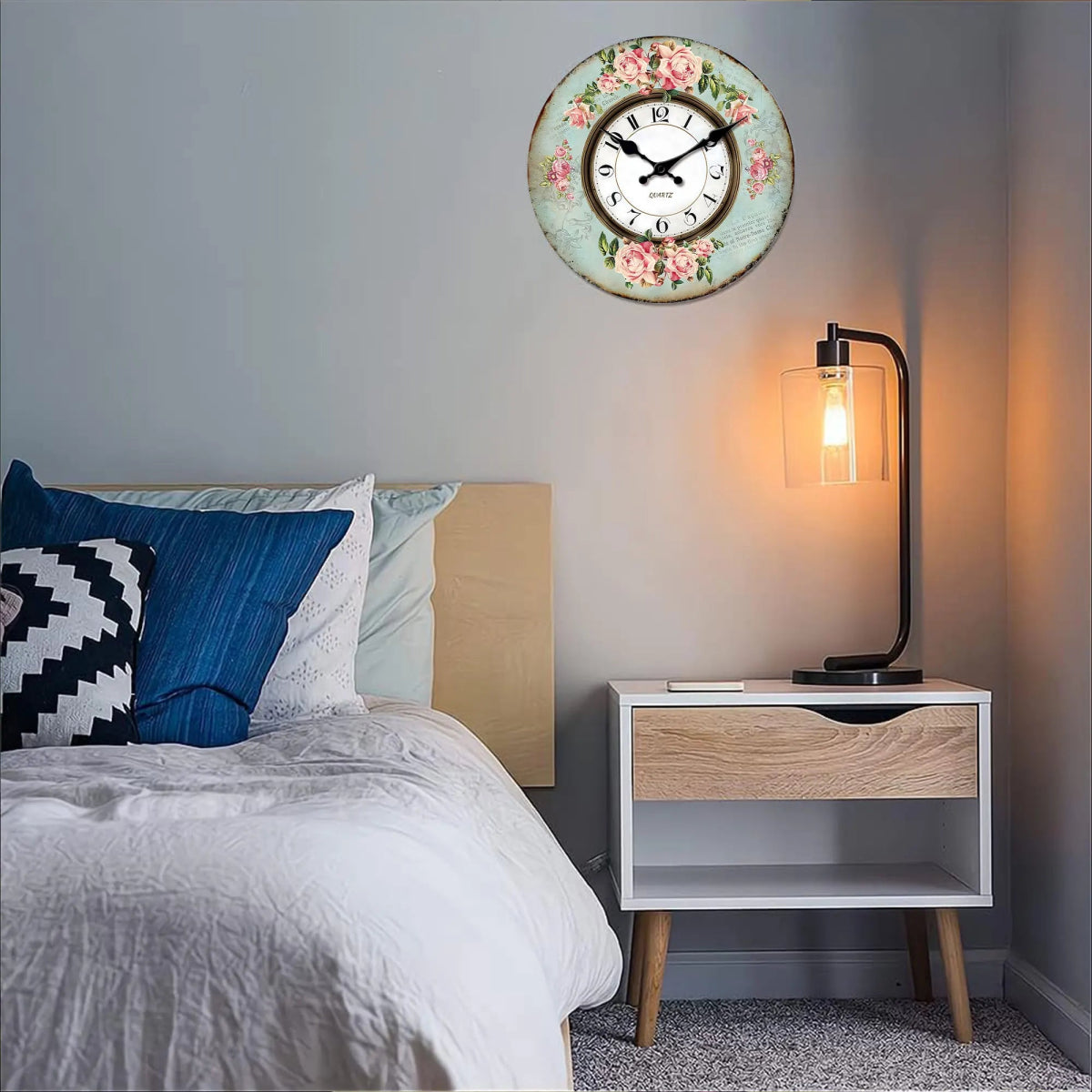 Horloge Vintage Murale Motif Fleuri - Louise Vintage