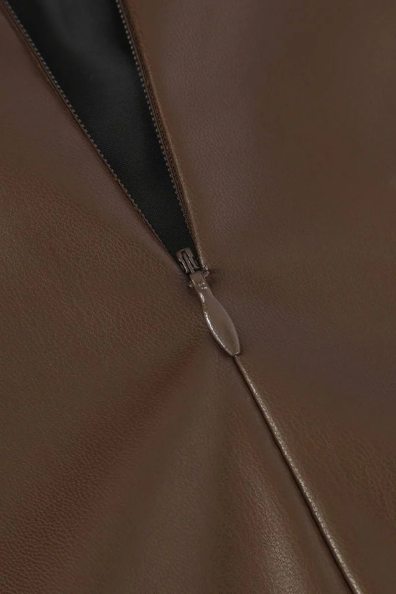 Jupe en Faux Cuir Marron Vintage - Louise Vintage