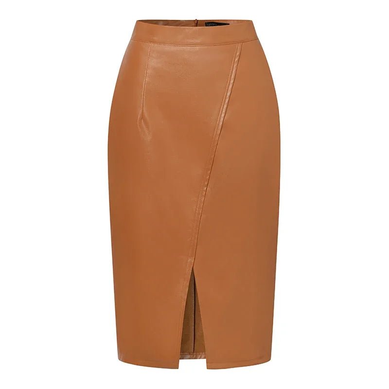 Jupe en Faux Cuir Marron Vintage - Louise Vintage