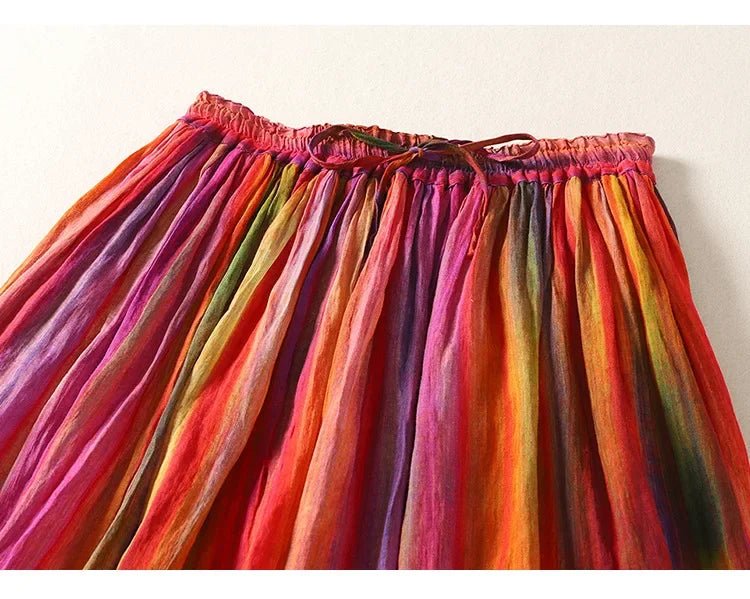 Jupe Longue Vintage Plissée Patchwork - Louise Vintage