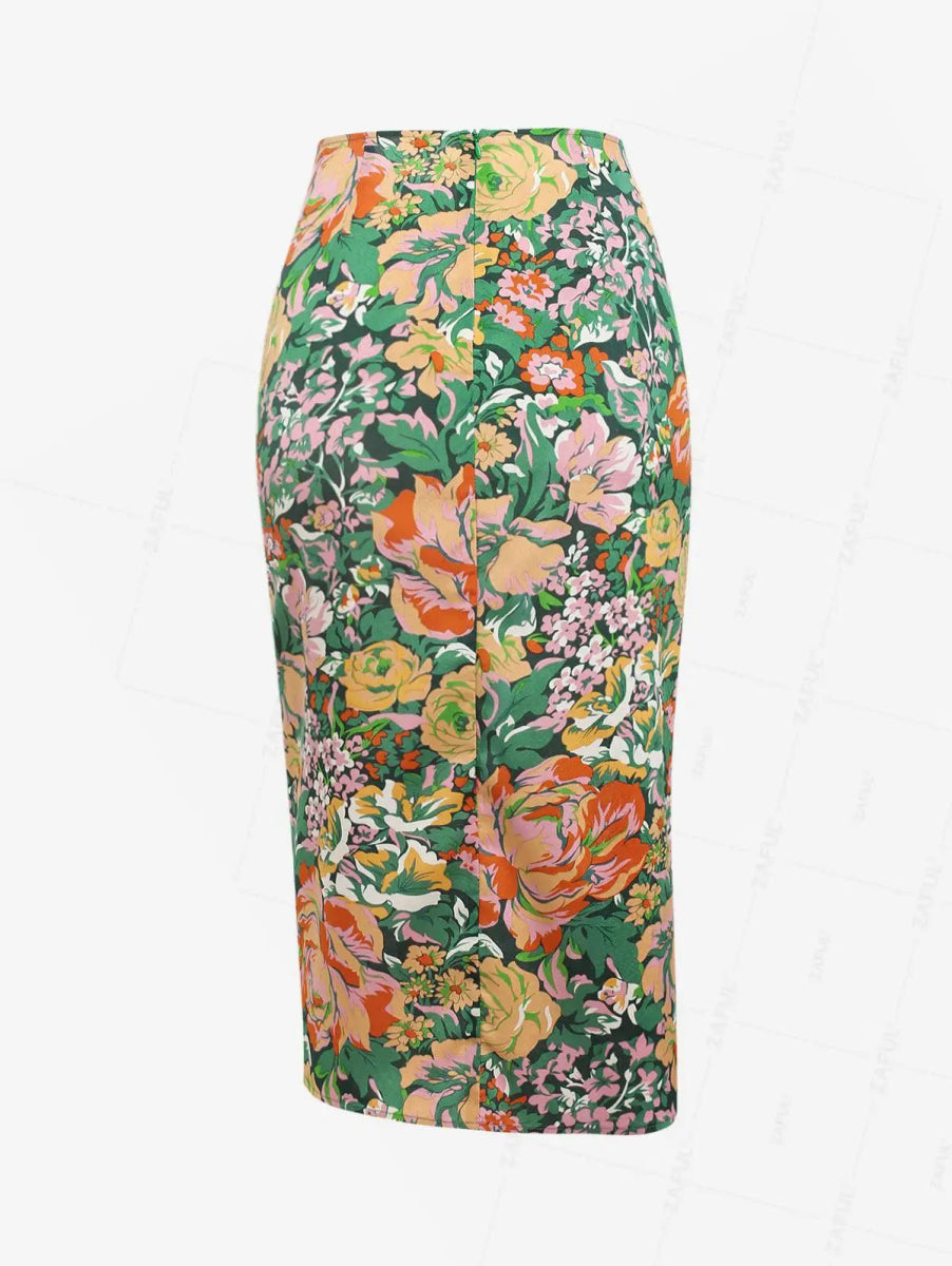 Jupe Midi Fendue Devant Vintage - Louise Vintage