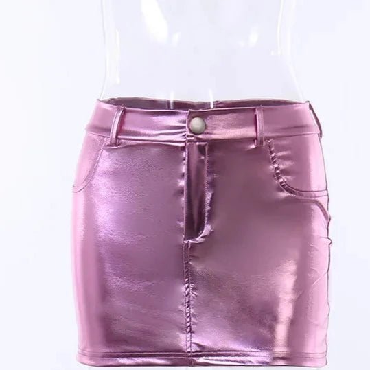 Jupe Vintage Simili Cuir Rose lilas - Louise Vintage