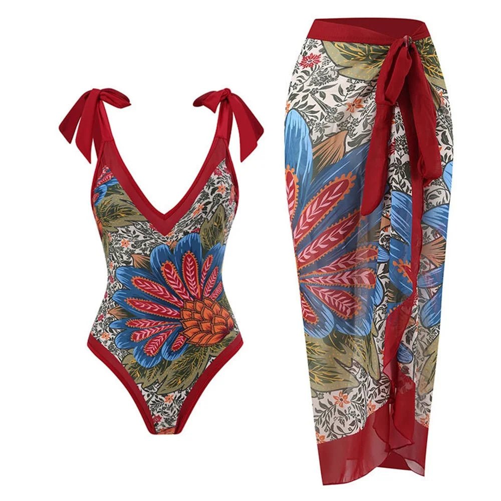 Maillot de Bain Ligne Vintage Bordeaux - Louise Vintage