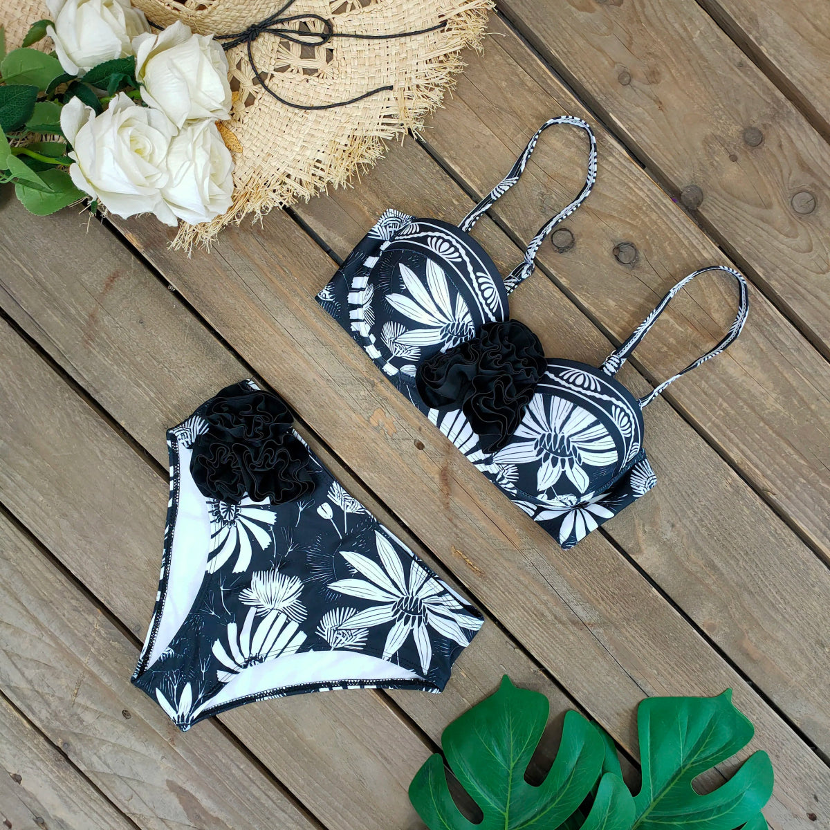 Maillot de bain Vintage Bikini taille haute fruits pois - Louise Vintage