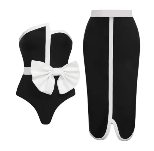 Maillot de Bain Vintage Volant Fleurs Noir - Louise Vintage