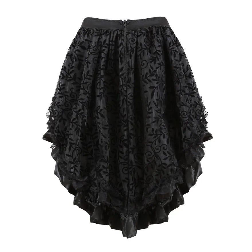 Mini Jupe Vintage Noir Fleurs - Louise Vintage