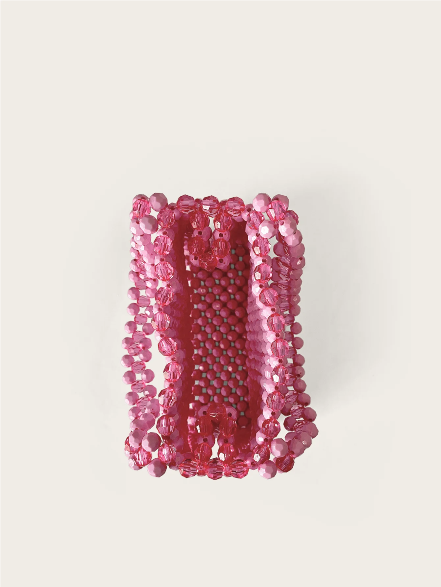 Petit Sac à Main Vintage Perles Rose - Louise Vintage