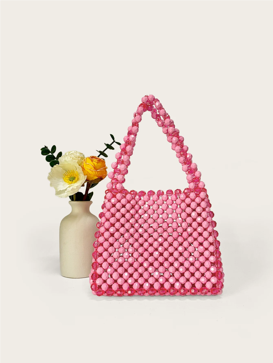 Petit Sac à Main Vintage Perles Rose - Louise Vintage