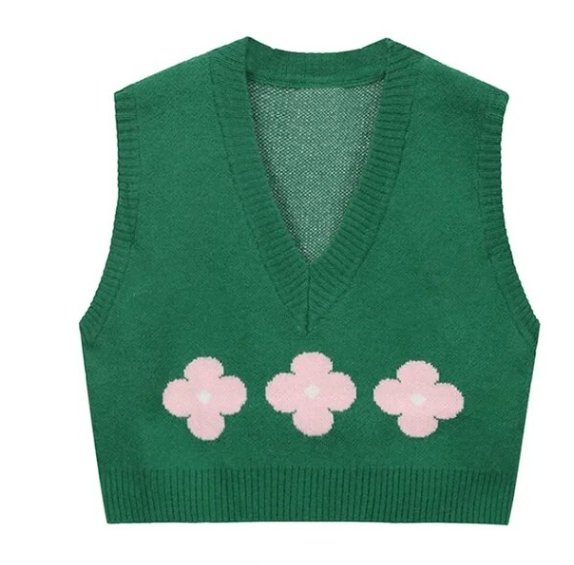 Pull Sans Manche Vintage Vert - Louise Vintage