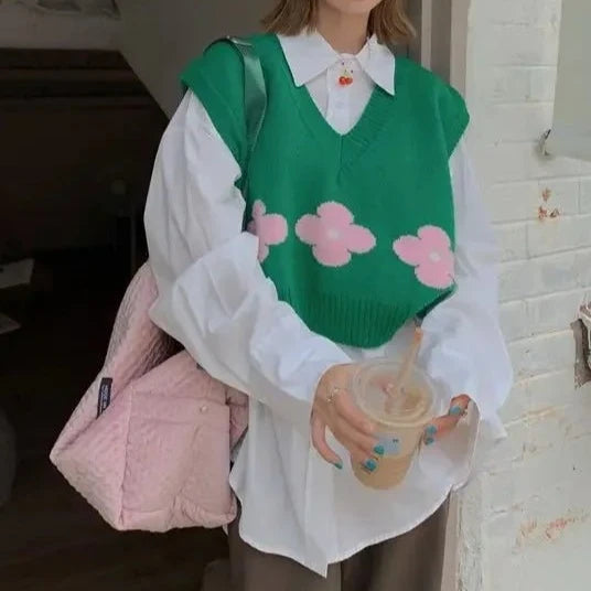 Pull Sans Manche Vintage Vert - Louise Vintage