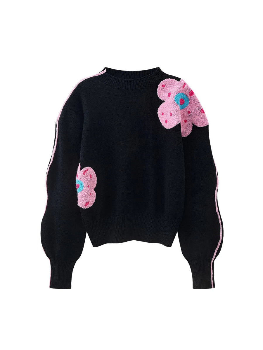 Pull Tricoté Main Vintage Noir - Louise Vintage