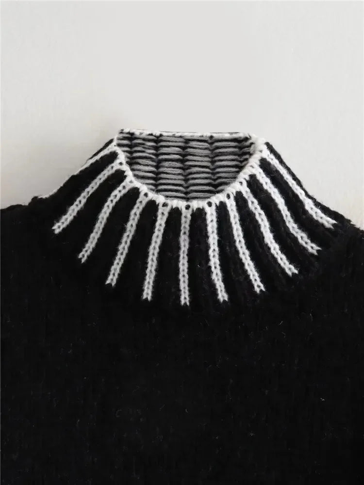 Pull Vintage Ample Col Roulé Noir - Louise Vintage