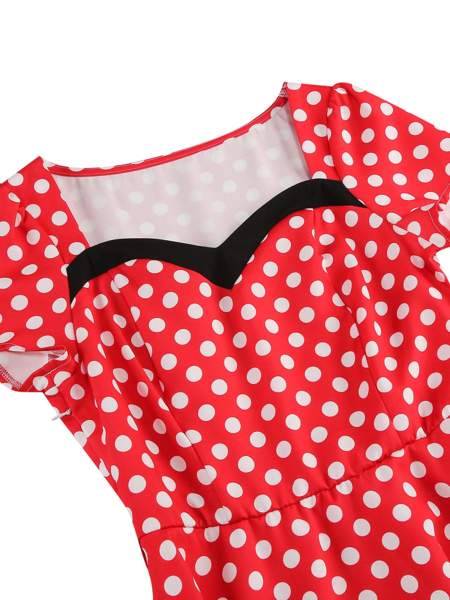 Robe à Pois Année 60 Rouge - Louise Vintage