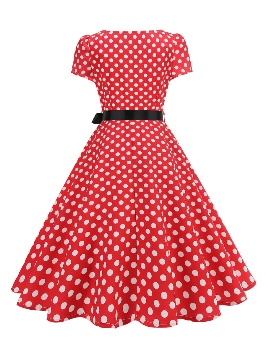 Robe à Pois Année 60 Rouge - Louise Vintage