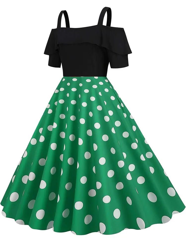 Robe à Pois Année 60 Verte - Louise Vintage