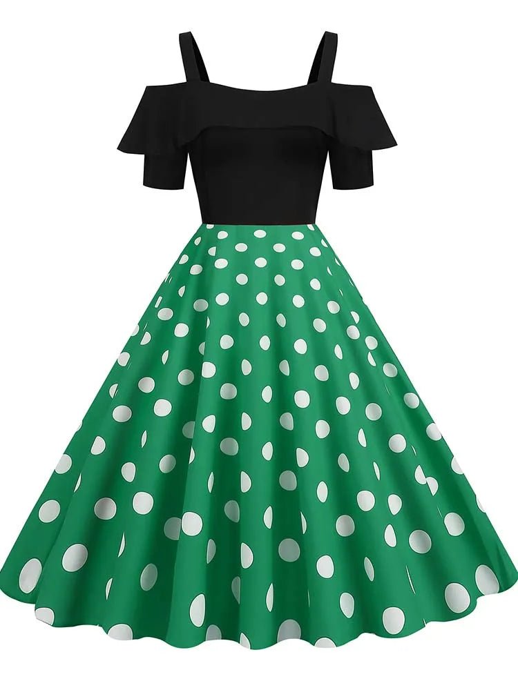 Robe à Pois Année 60 Verte - Louise Vintage