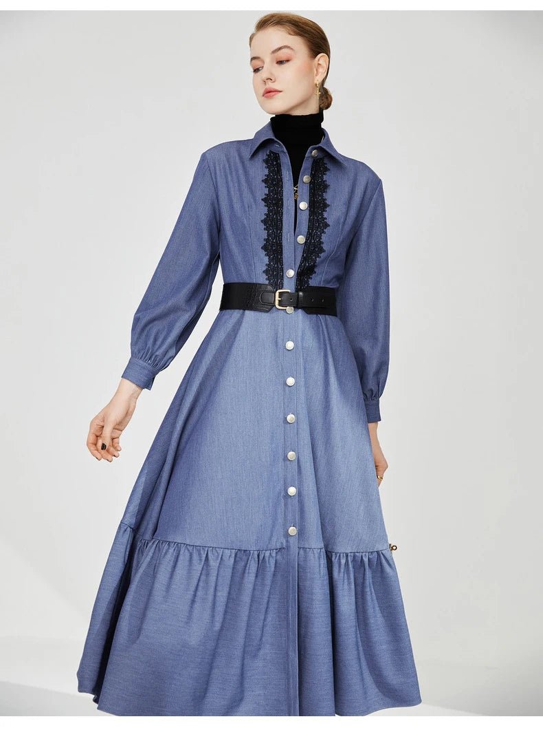Robe Année 40 Hiver Bleu - Louise Vintage