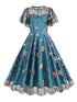 Robe Année 50 Bleu Ciel Fleurie - Louise Vintage