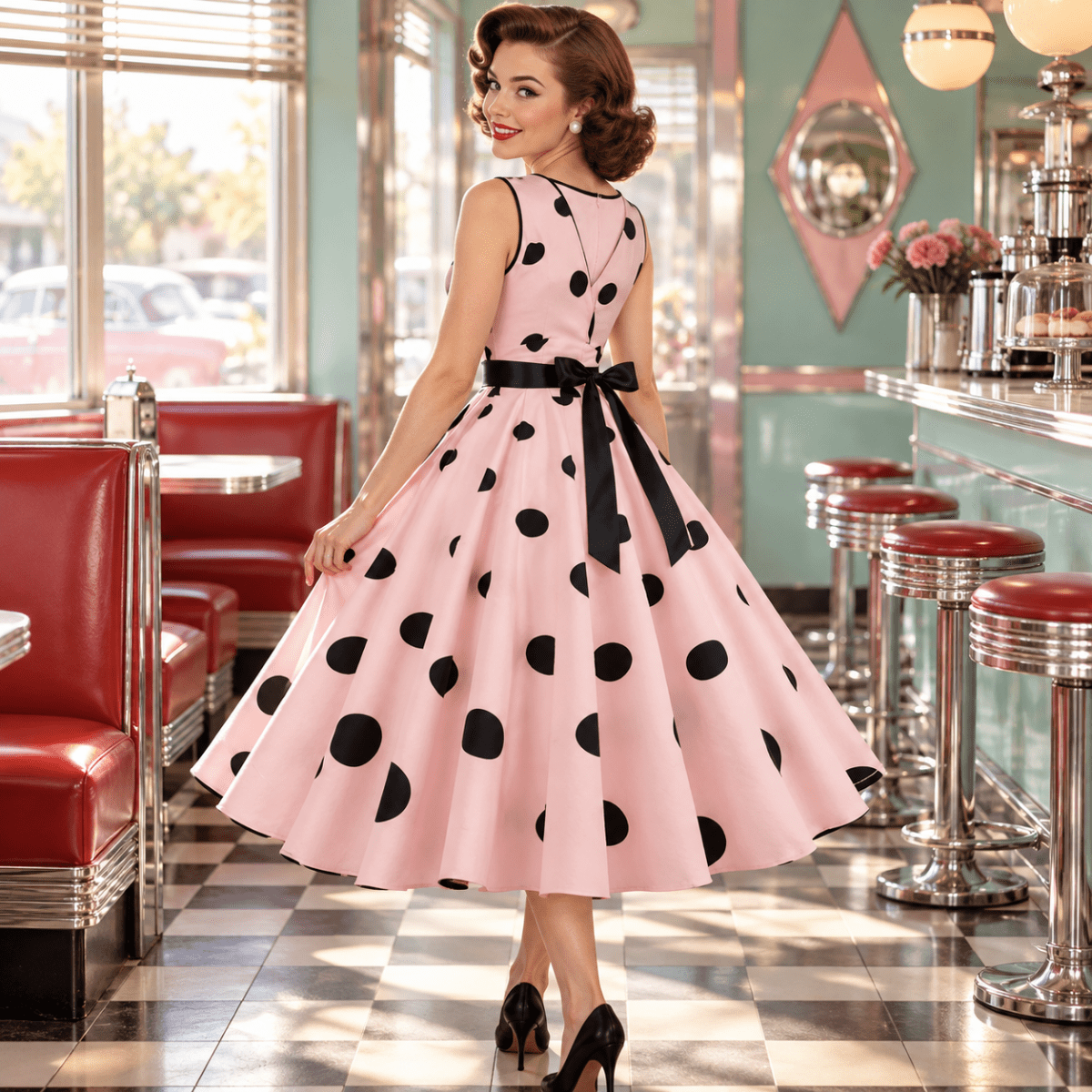 Robe Année 50 Col en V - Louise Vintage